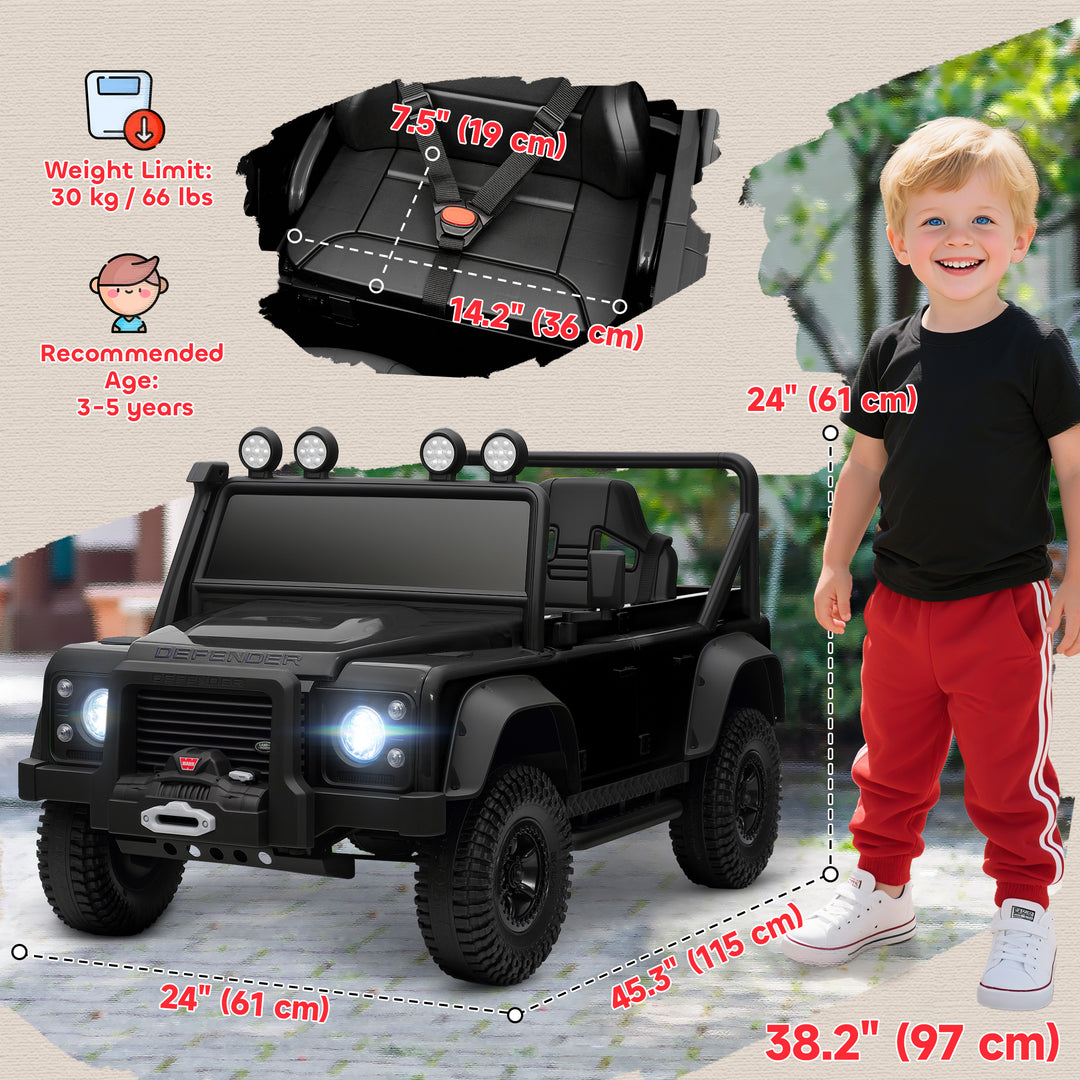 Qaba Land Rover Licensed Kids Ride on Truck with Remote Control, Spring Suspension, LED Lights, 3 Speed, Dark Green