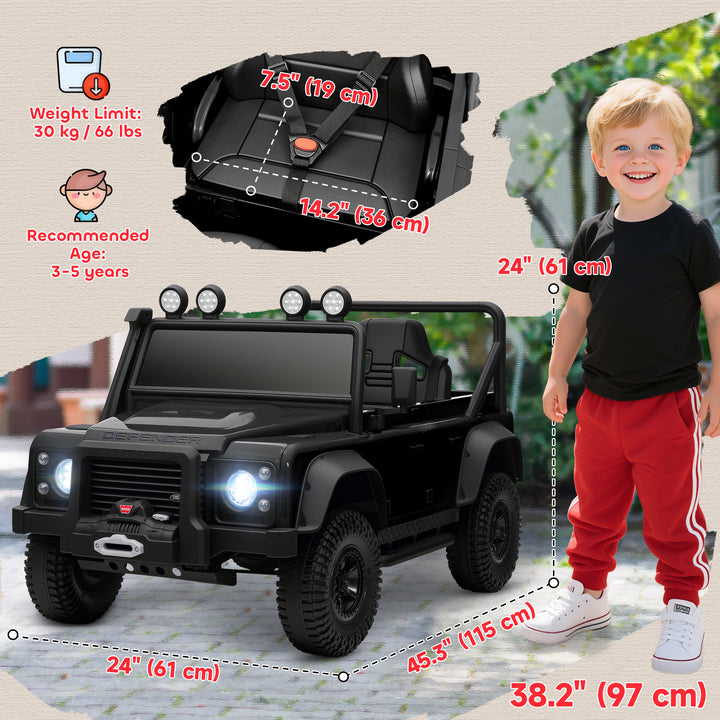 Qaba Land Rover Licensed Kids Ride on Truck with Remote Control, Spring Suspension, LED Lights, 3 Speed, Dark Green