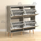 HOMCOM Shoe Storage Cabinet with 4 Flip Drawers and Adjustable Shelf, Shoe Cabinet for 8-16 Pairs of Shoes, Natural