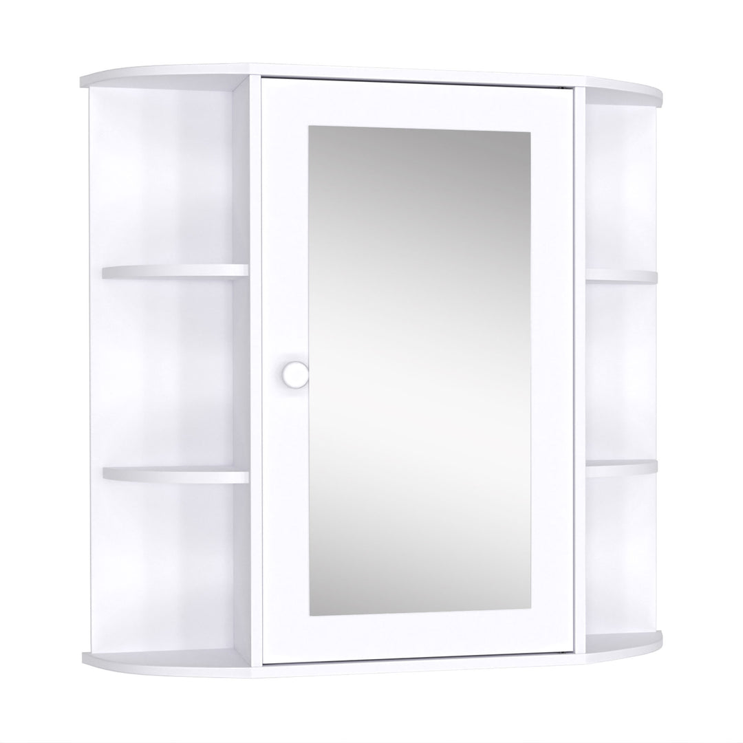 HOMCOM Mirrored Bathroom Wall Cabinet Wall Mounted Medicine Cabinet with Door & Shelves, White
