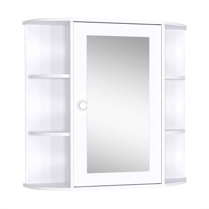 HOMCOM Mirrored Bathroom Wall Cabinet Wall Mounted Medicine Cabinet with Door & Shelves, White