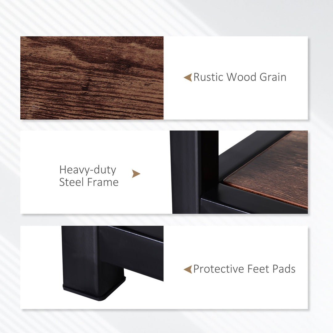 HOMCOM Industrial TV stand for TVs up to 55", TV Cabinet with Storage Shelves Metal Frame, Media Console for Living Room, Rustic Brown