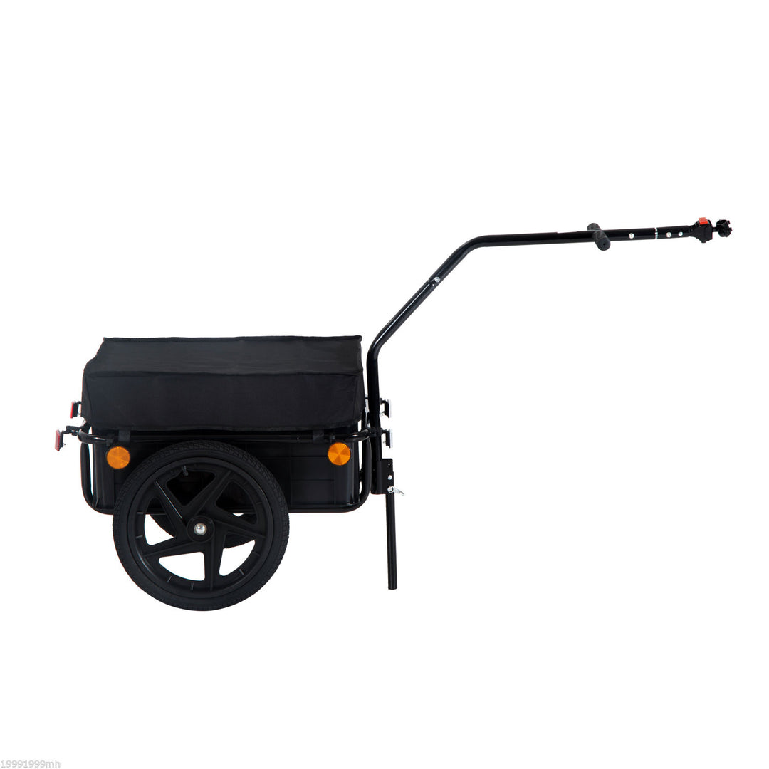 Aosom Bicycle Cargo Trailer 16 inch Air Wheel Wagon Trailer with Suitcase Large Capacity Enclosed Stroller Wagon - Black