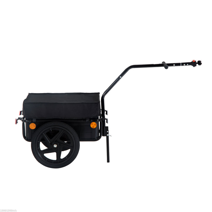 Aosom Bicycle Cargo Trailer 16 inch Air Wheel Wagon Trailer with Suitcase Large Capacity Enclosed Stroller Wagon - Black