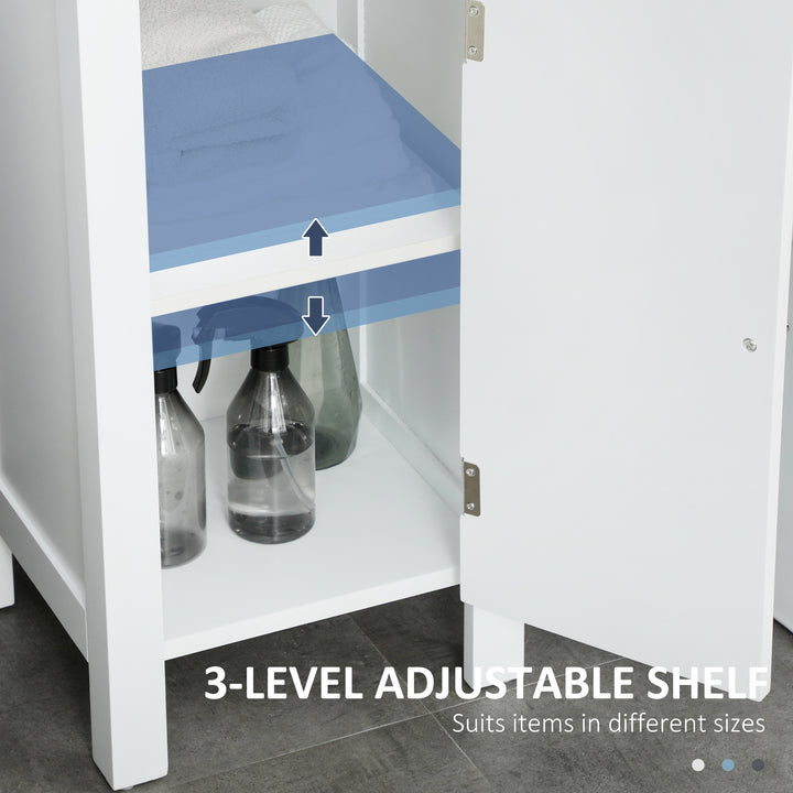 kleankin Bathroom Cabinet, Freestanding Linen Cabinet with Open Shelves, 13.8" x 11.8" x 62.4", White