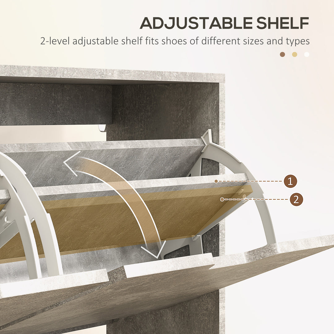 HOMCOM Shoe Storage Cabinet with 4 Flip Drawers and Adjustable Shelf, Shoe Cabinet for 8-16 Pairs of Shoes, Natural