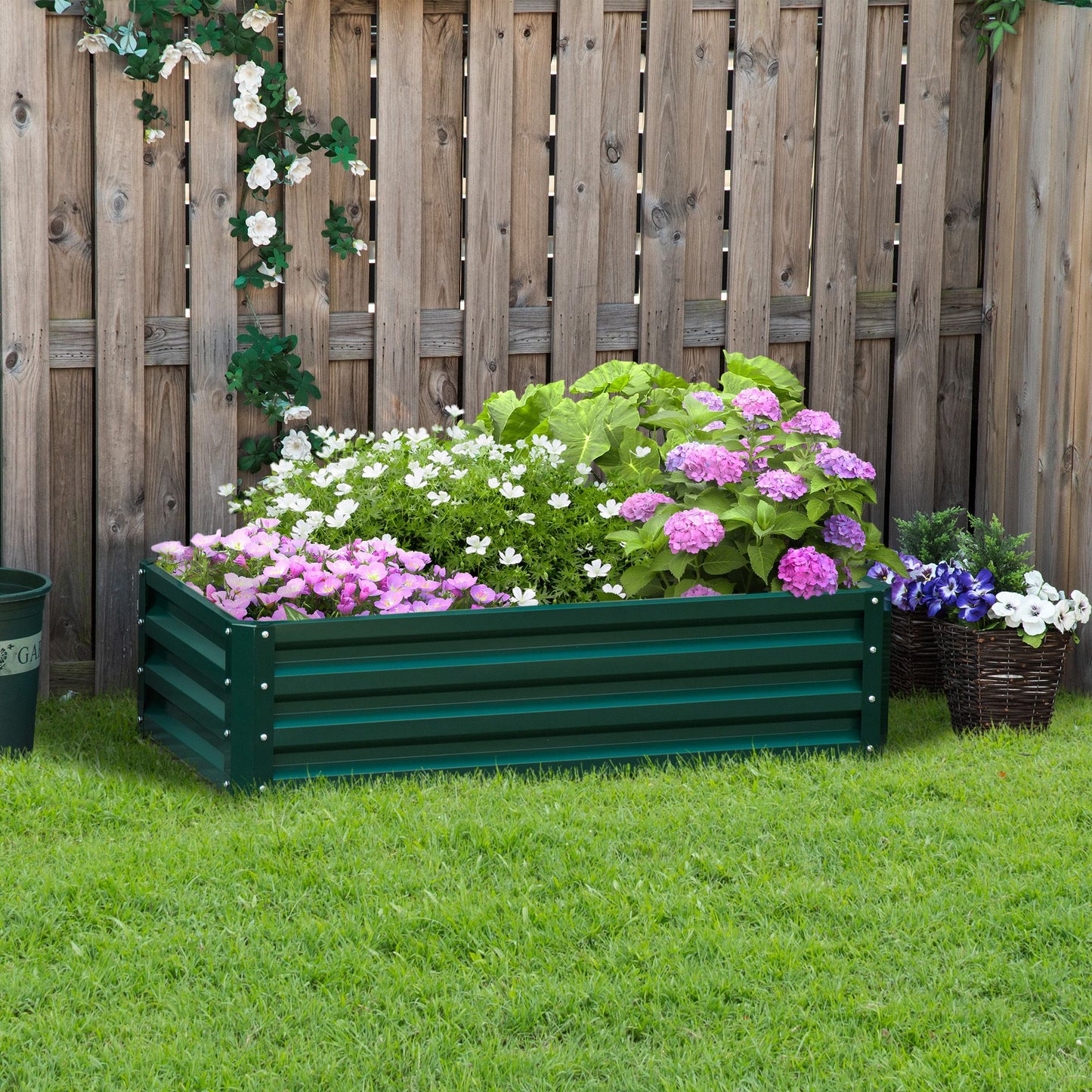 Outsunny Galvanized Raised Garden Bed, Outdoor Planter Box for Vegetables, Flowers, Herbs, 4' x 2' x 1', Grey