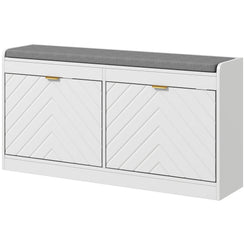 HOMCOM Shoe Storage with Seat, Upholstered Hallway Bench, Shoe Bench with 2 Flip Drawers and 4 Vents for 8 Pairs of Shoes