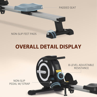 Soozier Magnetic Rowing Machine Adjustable Resistance Rower with LCD Digital Monitor Fully Body Health & Fitness for Home Use