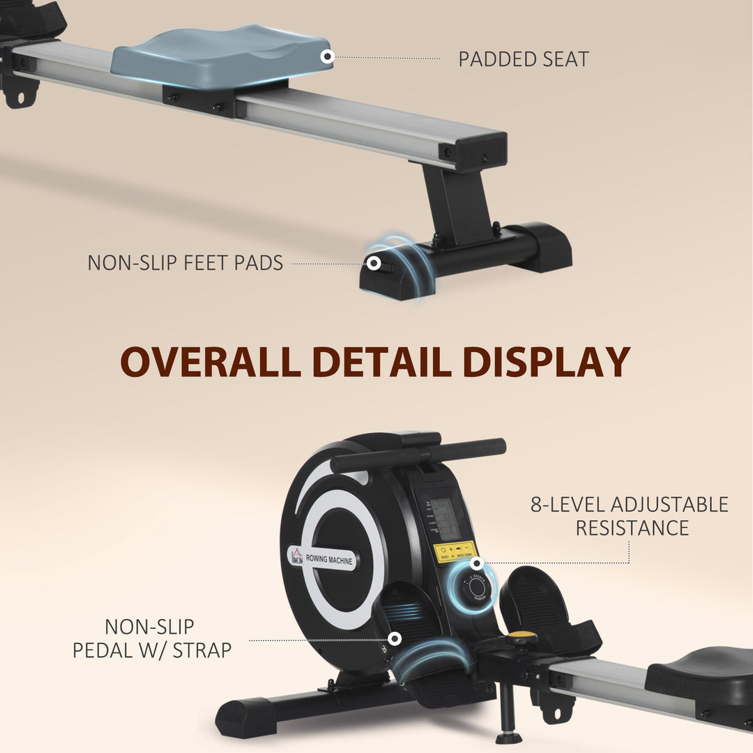 Soozier Magnetic Rowing Machine Adjustable Resistance Rower with LCD Digital Monitor Fully Body Health & Fitness for Home Use