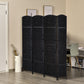 HOMCOM 6ft Folding Room Divider, 4 Panel Wall Partition with Wooden Frame for Bedroom, Home Office, Black