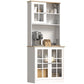 HOMCOM Kitchen Buffet with Hutch, Storage Pantry with 3 Cabinets, 2 Open Shelves and Large Countertop, Black