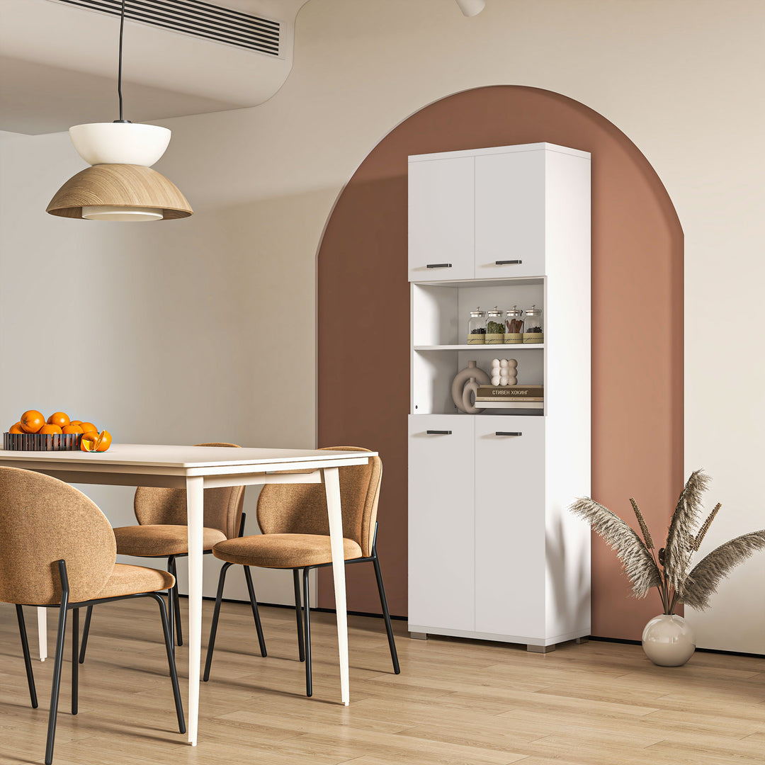 kleankin Bathroom Cabinet, Freestanding Linen Cabinet with Open Shelves and Cupboards, 23.6"x13.2"x72", White