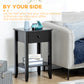 HOMCOM Side Table Set of 2, End Tables with Drawer and Bottom Shelf, 2-tier Nightstand for Bedroom, Living Room, White