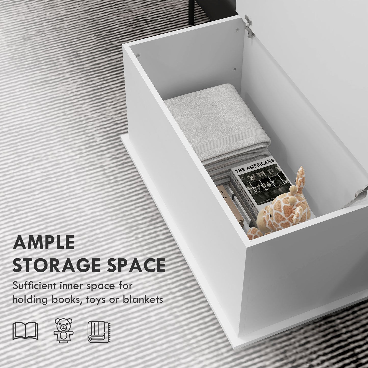 HOMCOM 31.5" Storage Chest with 2 Safety Hinges, Storage Box Organizer with Flip-Top Lid, Entryway Storage Bench, Oak