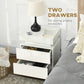 HOMCOM Nightstand, Bedside Table with LED Lights and 2 Drawers for Bedroom, Living Room, White