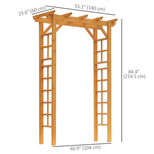 Outsunny 85" Wooden Outdoor Garden Arbour, Garden Arch Trellis for Climbing Vines  for Wedding and Ceremony - Orange