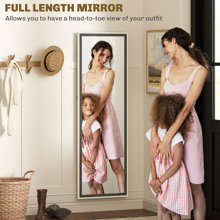 HOMCOM Floor Standing Mirror, Full Length Mirror, Free Standing, Leaning or Wall Mirror with Frame for Bedroom, Dark Wood Grain