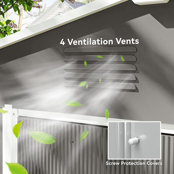 Outsunny 8' x 6' Outdoor Storage Shed, Metal Garden Tool Storage House with Lockable Sliding Doors and Vents for Backyard Patio Lawn, Light Grey