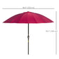 Outsunny 8ft Shanghai Garden Parasol Umbrella with Crank & Tilt, Adjustable Outdoor Sun Shade, Dark Grey