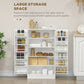 HOMCOM 41" Storage Cabinet, 2-Door Kitchen Pantry Cabinet with 5-tier Shelving, 12 Spice Racks and Adjustable Shelves, Grey