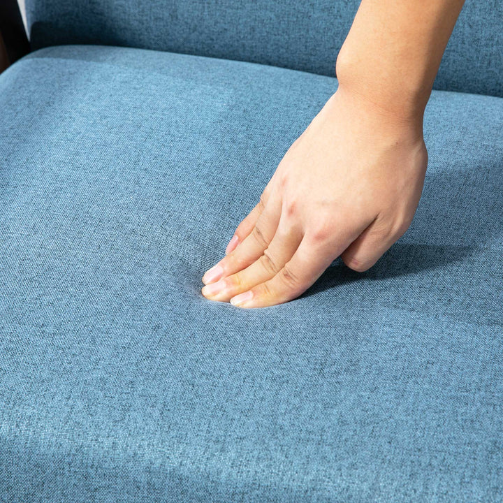 HOMCOM Modern Accent Chairs with Cushioned Seat, Upholstered Linen-Feel Armchair for Bedroom, Living Room, Dark Gray