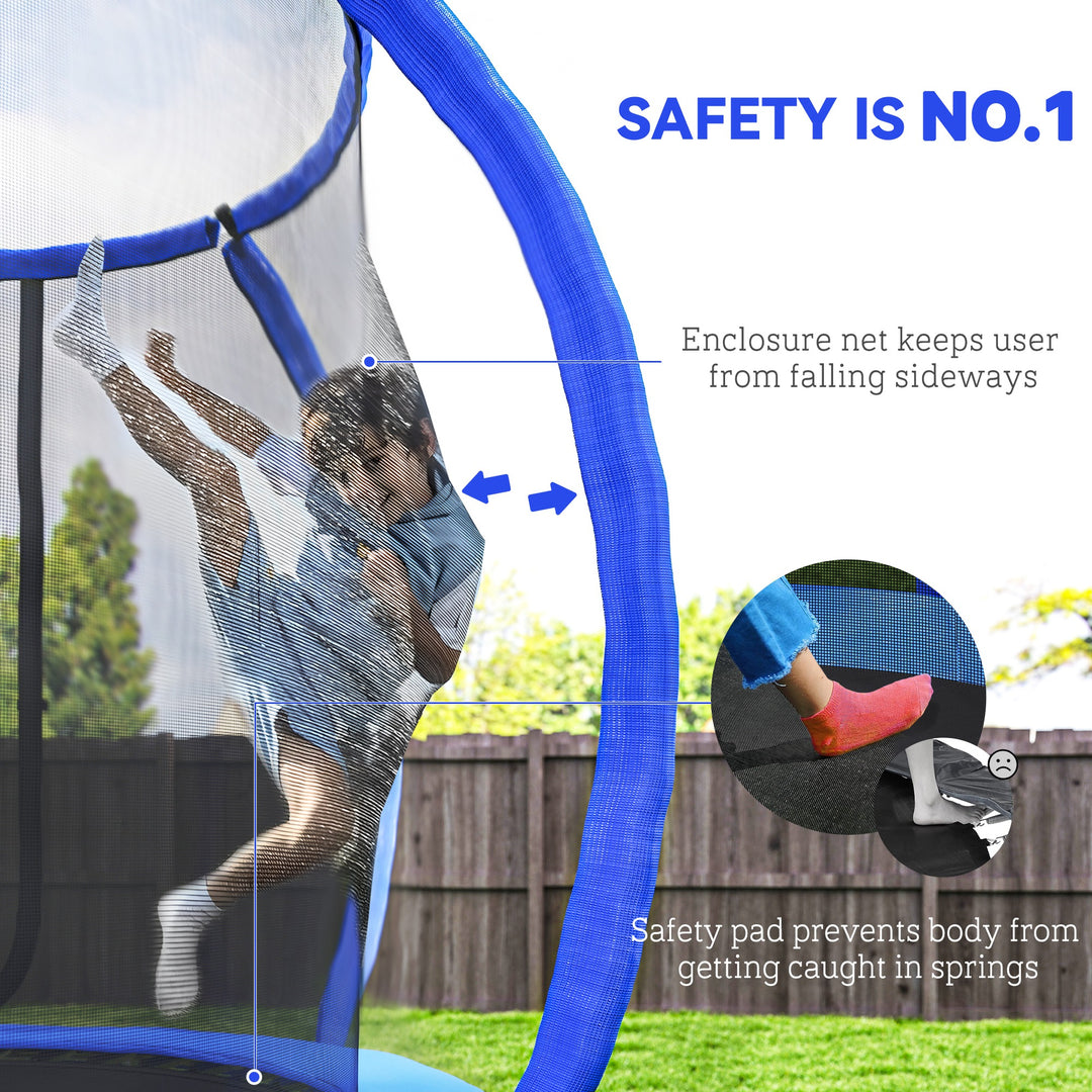 Soozier 8ft Trampoline Outdoor, ASTM Certified, with Circular Base, Enclosure Net, Ladder and Curved Poles