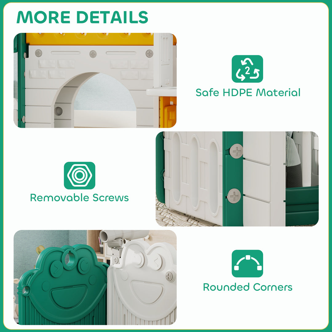 Qaba 7-in-1 Toddler Slide, Kids Slide Climber Playset with Playhouse and Basketball Hoop for 1-4 Years, Grey