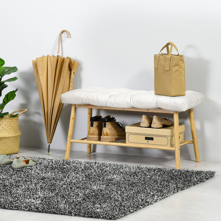 Outsunny Set of 2 Patio Bench Replacement Cushions, 2 Seater Outdoor Loveseat Cushion Seat Pad, 43" x 19" x 3", Grey