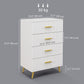 HOMCOM 3 Drawer Cabinet, Drawer Chest for Bedroom, Chest of Drawers with Aluminium Legs and Gold Handles, Dark Grey