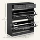HOMCOM Narrow Shoe Storage with 2 Flip Drawers and Adjustable Shelves Shoe Cabinet Organizer for 12 Pairs of Shoes, White