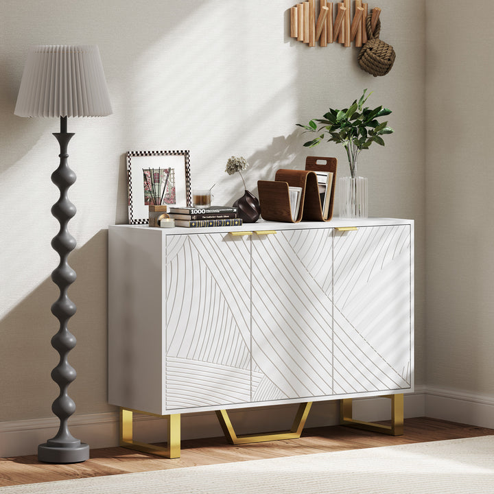 HOMCOM Sideboard Buffet Cabinet with Adjustable Shelves, Living Room Cabinet, TV Cabinet for 50 Inch TV, White