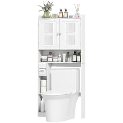 HOMCOM Over the Toilet Storage Cabinet, Bathroom Organizer with Adjustable Shelf, Toilet Paper Holder for Bathroom, Laundry