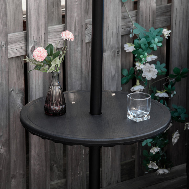 Outsunny 19.7" Round Patio Umbrella Table Tray for Swimming Pool, Beach, Patio, Deck, Garden, Easy to Install, Black