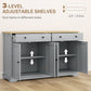 HOMCOM Modern Sideboard, Buffet Cabinet with Storage Drawers, Adjustable Shelves for Living Room, Dining Room, Entryway, White