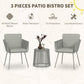 Outsunny 3 Piece Outdoor Patio Bistro Set, Wicker Rattan Furniture with Metal Legs for Garden, Backyard, Light Grey