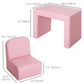 Qaba Kids Sofa, 2-in-1 Multi-Functional Toddler Table and Chair, Children Armchair Sturdy Couch for 3-9 Years Old, Pink