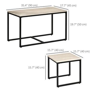 HOMCOM Nesting Coffee Table Set of 3, Modern End Tables with Black Metal Frame for Living Room Home Furniture, Natural