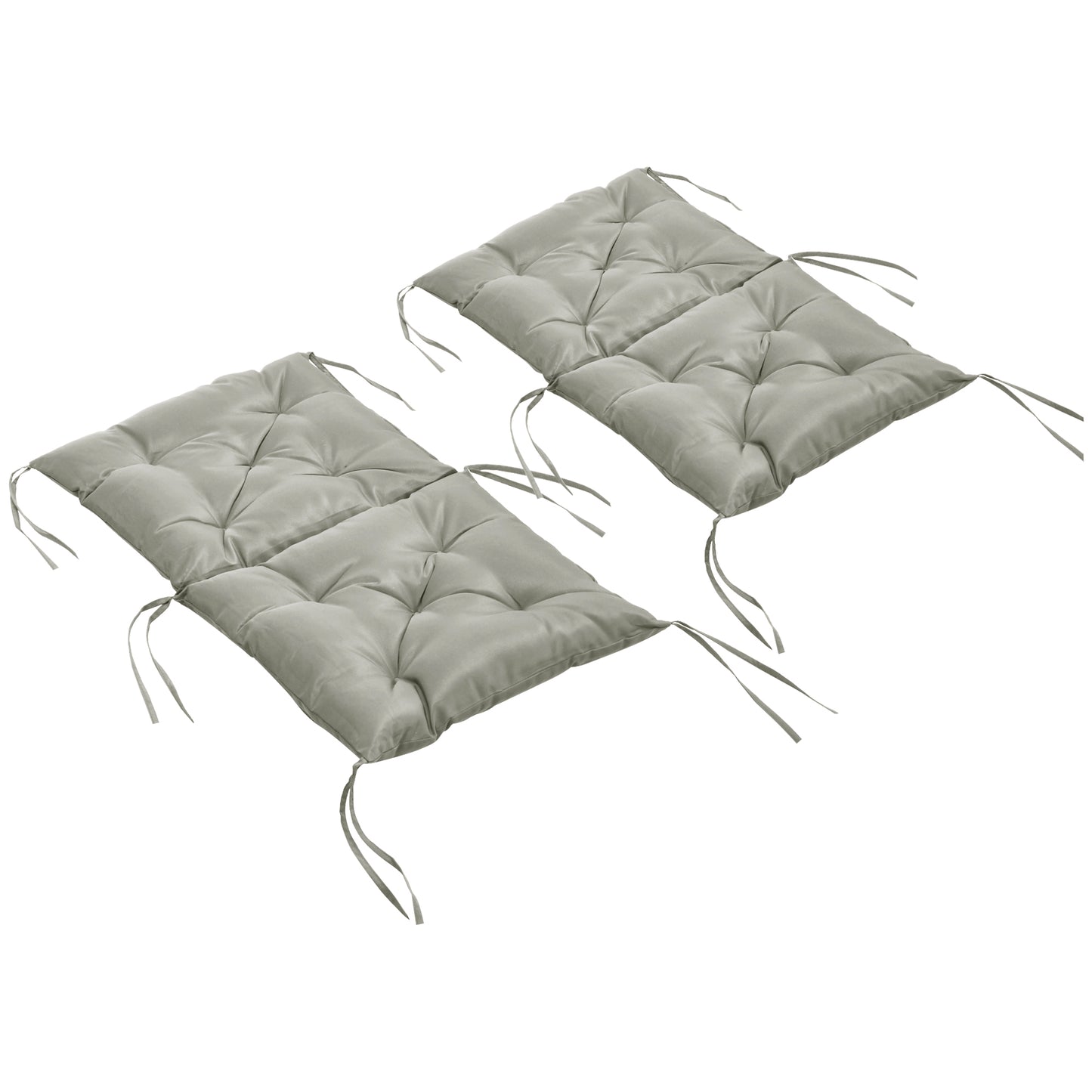Outsunny Patio Chair Cushions Set of 2, 39" x 20" x 3" Outdoor Tufted Cushion Set with Ties for Indoor Outdoor Garden Furniture, Dark Grey