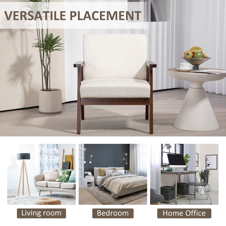 HOMCOM Modern Accent Chairs with Cushioned Seat, Upholstered Linen-Feel Armchair for Bedroom, Living Room, Dark Gray