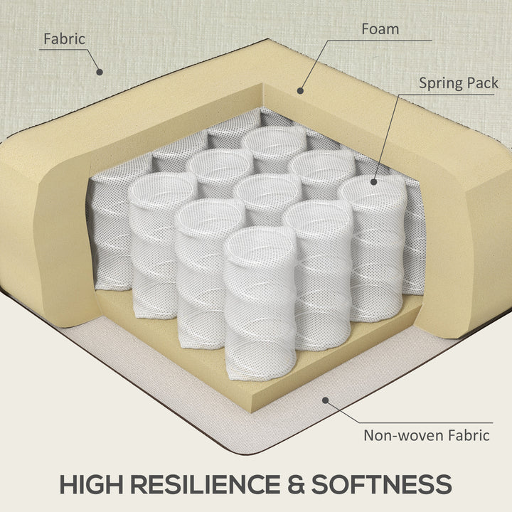 HOMCOM Modern Corner Couch with Right Chaise Lounge, Tufted 3-Seater Sofa with Wooden Legs for Living Room, Cream White
