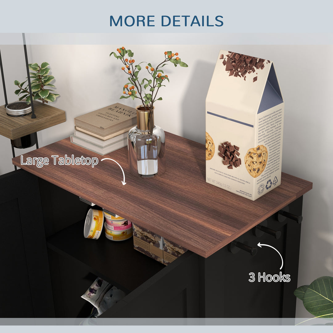 PawHut Pet Food Storage Container Dog Feeding Station w/ Adjustable Panel, Hooks, for Medium Sized Dogs, Black