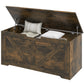 HOMCOM 39.4 Inches Storage Chest, Storage Trunk with 2 Safety Hinges, Wooden Box for Living Room, Black Wood Grain