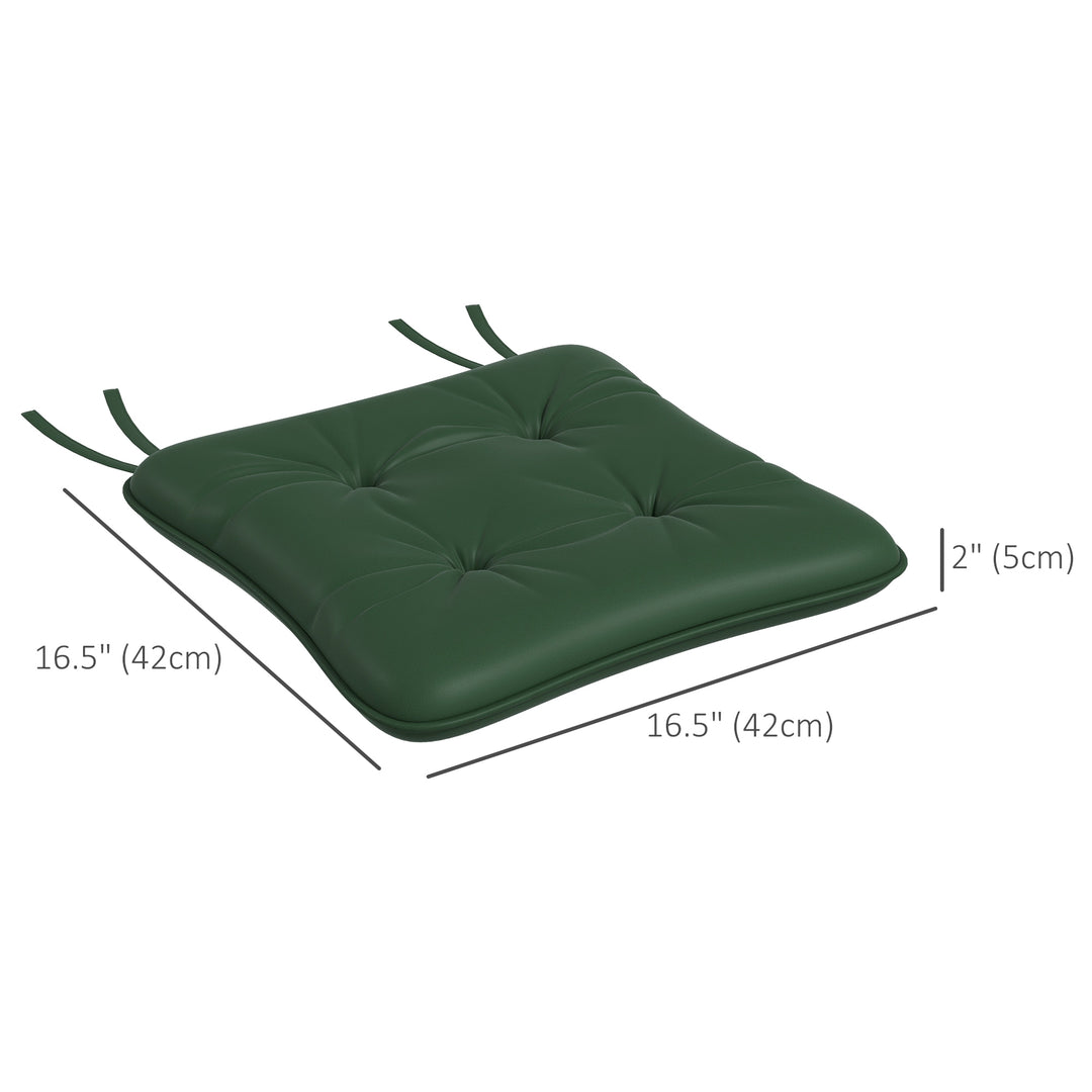 Outsunny 6-Piece Seat Cushion Replacement, Outdoor Patio Chair Cushions Set with Ties, Button Tufted, Dark Green