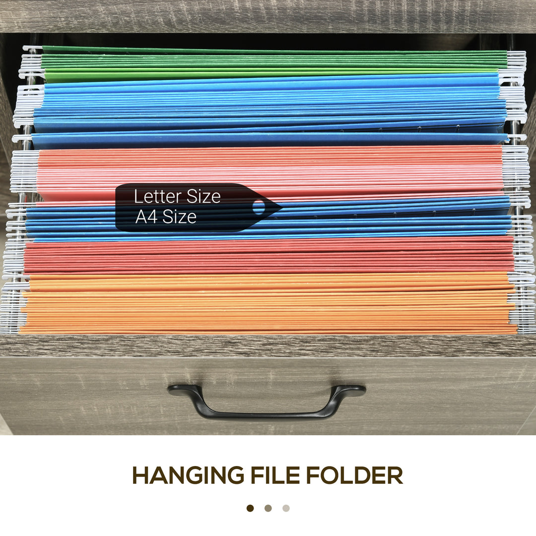 Vinsetto Lateral Filing Cabinet with Wheels and Lockable Drawer, File Cabinet, Mobile Printer Stand with Open Shelves for Letter and A4 Size Documents, Rustic Brown