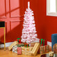 HOMCOM 7.5 FT Snow Flocked Artificial Christmas Tree, Pencil Xmas Tree with Realistic Branches, Auto Open and Steel Base, Pink