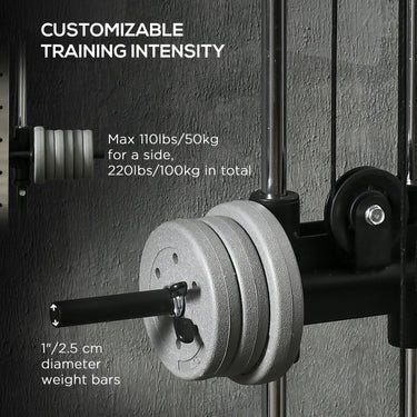 Soozier Wall Mount Cable Station, 15 Positions Adjustable Dual Pulley Machine Cable Crossover Machine for Home Gym