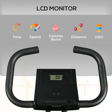 Soozier Foldable Exercise Bike Indoor Stationary Bike w/ 8-Level Magnetic Resistance LCD Screen Phone Holder for Home Gym Black