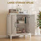 HOMCOM Sideboard Buffet, Kitchen Storage Cabinet with Barn Door and Adjustable Shelves, Storage Pantry, White Wood Grain