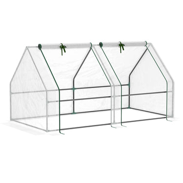Outsunny 6' x 3' x 3' Portable Tunnel Greenhouse Outdoor Garden Mini with Large Zipper Doors & Water/UV PE Cover White